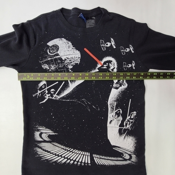 Star Wars Youth Long Sleeve Thermal Tee Black White Darth Vader Graphic, Medium - Picture 15 of 15